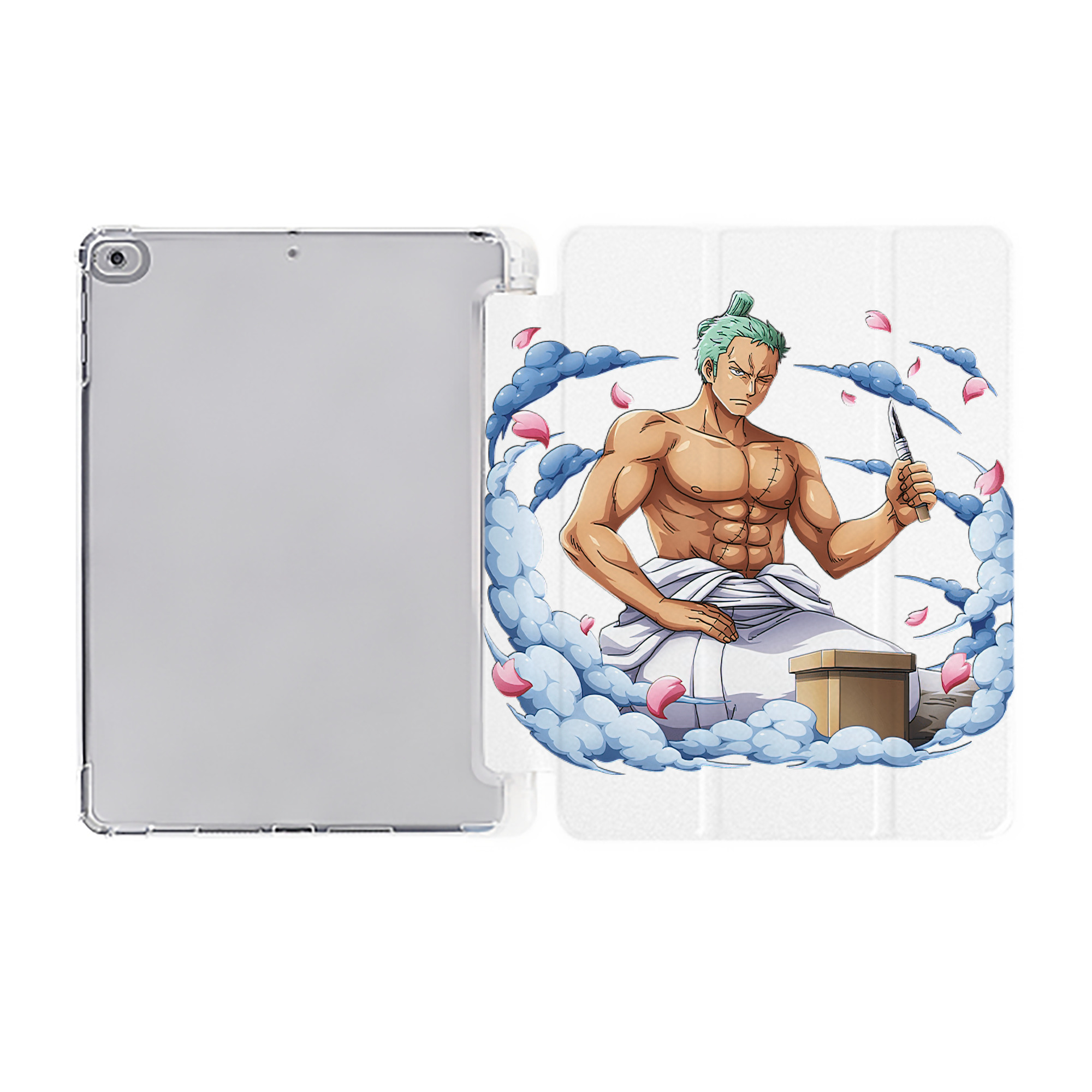 （画像用） ワンピース ロロノア・ゾロ ONE PIECE Roronoa Zoro IPad ケース ペン収納付き 三つ折りスタンド PUレザー×シリコン 対応機種9.5/10.5/10.9インチ